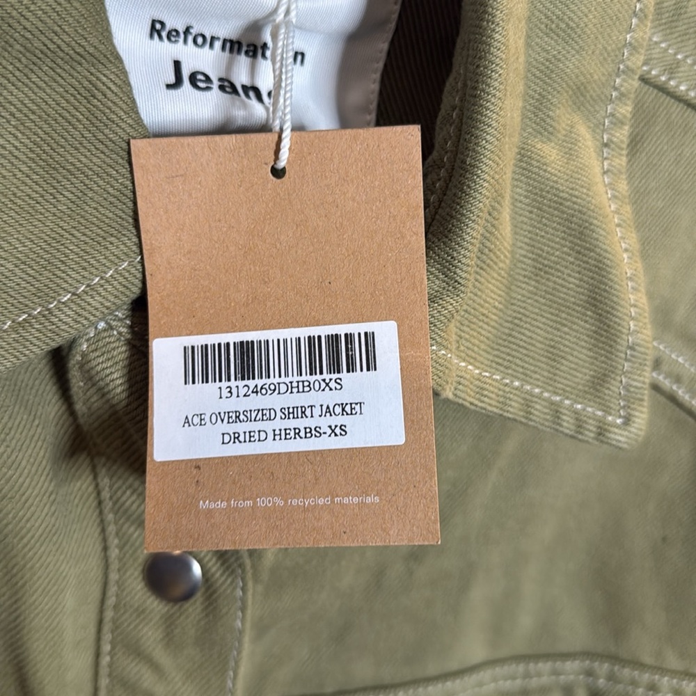 Reformation Ace Oversized Shirt Jacket Olive Green Dried Herbs XS NWT! - Picture 3 of 5